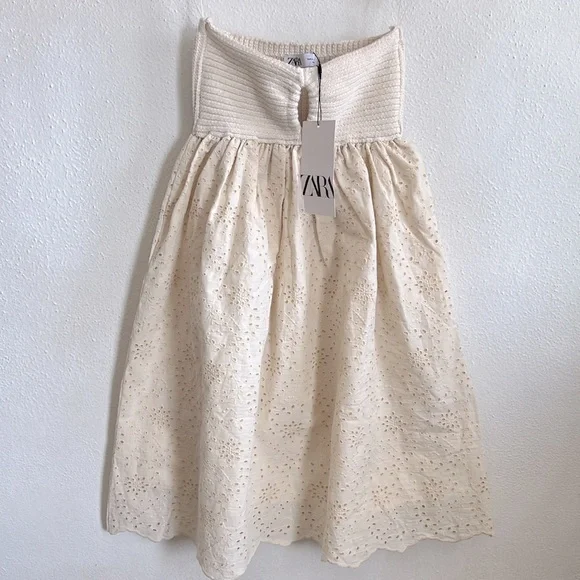 ZARA COMBINATION EMBROIDERED KNIT DRESS - Picture 9 of 12